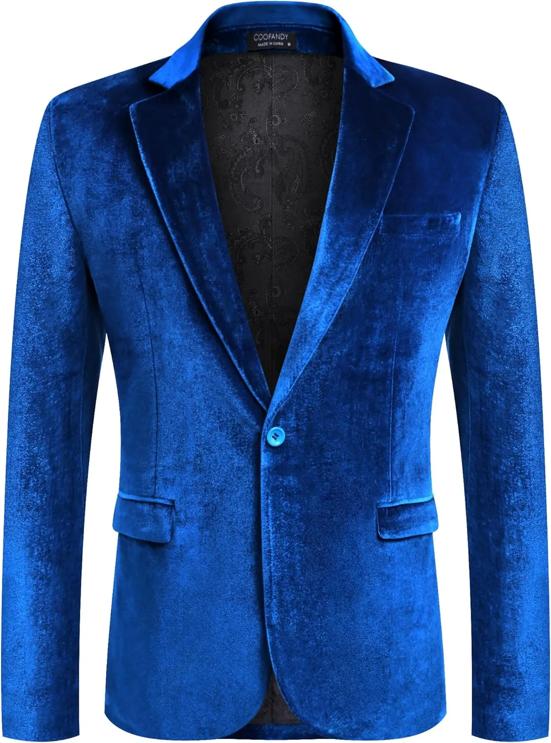 COOFANDY Men's Velvet Blazer Notched Lapel Velour Suit Jacket One Button Tuxedo Jackets for Wedding Prom Party Dinner
