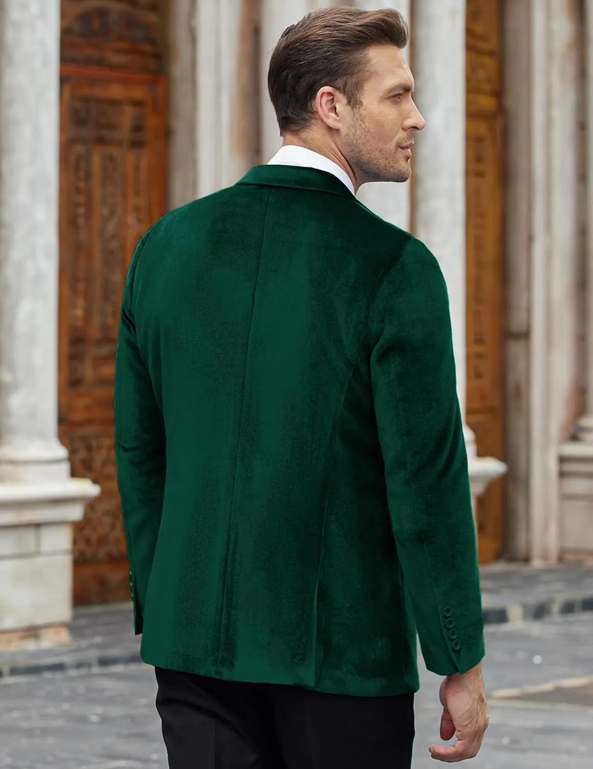 COOFANDY Men's Velvet Blazer Notched Lapel Velour Suit Jacket One Button Tuxedo Jackets for Wedding Prom Party Dinner