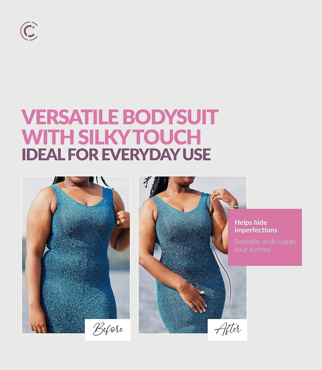 CURVEEZ Bodysuit for Women Tummy & FUPA Control Shapewear Seamless Sculpting Panty Full Bust Body Shaper Compression Tank Top