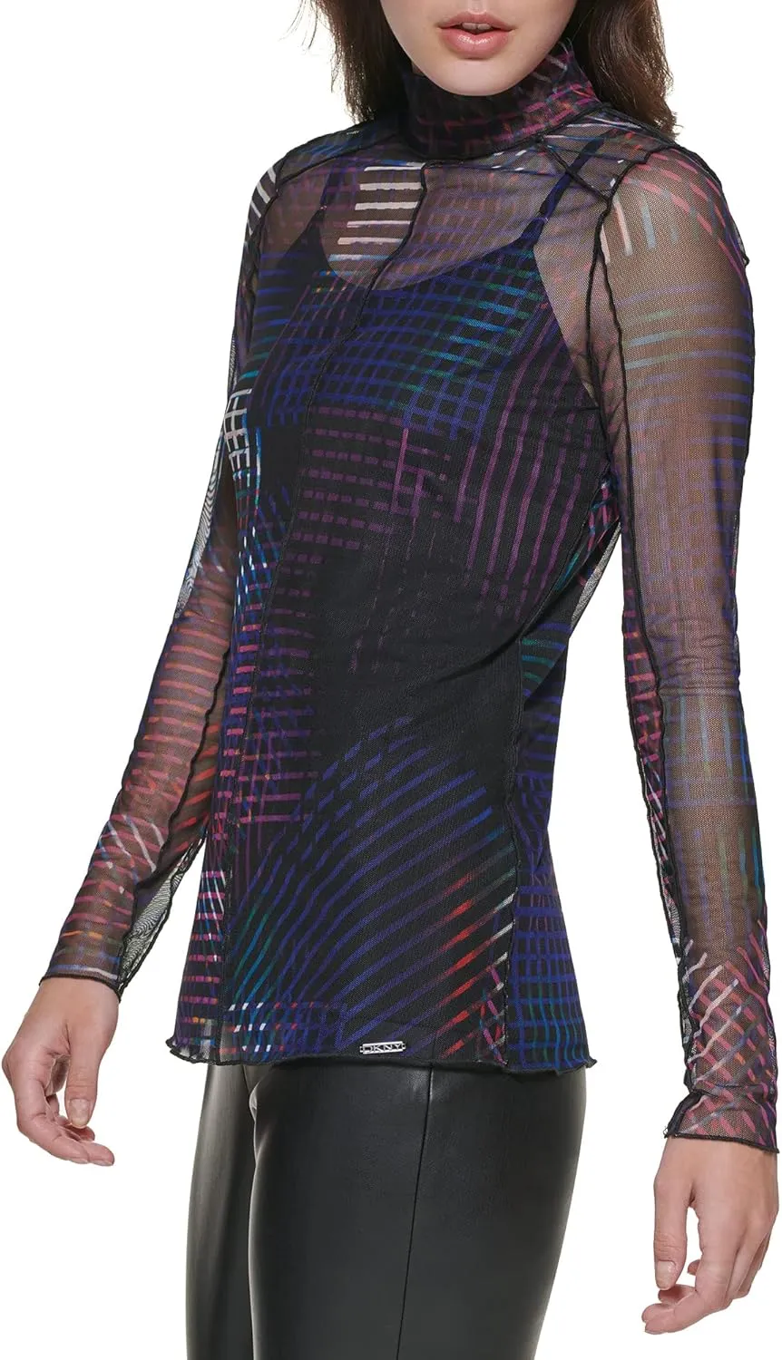 DKNY Women's Mesh Lined Sheer Sportswear Top