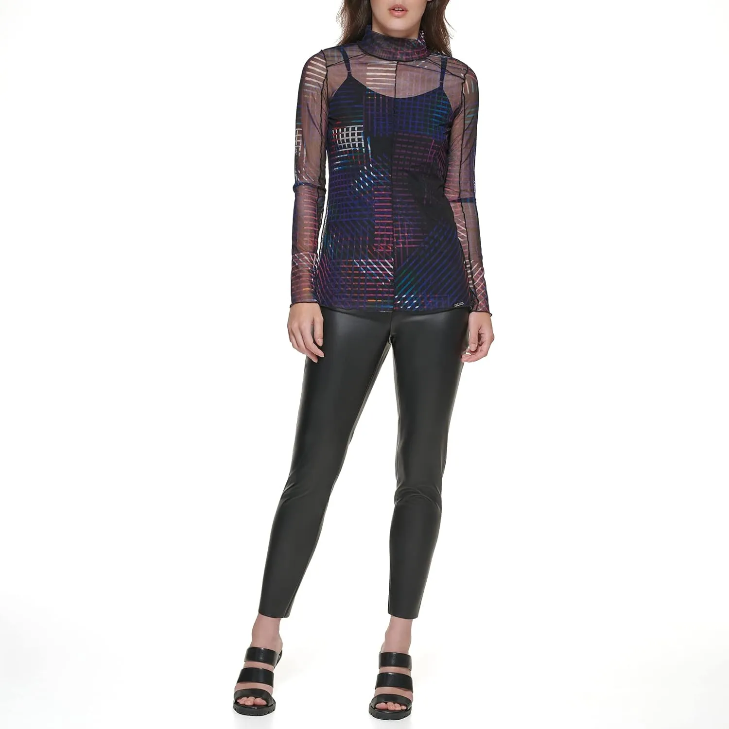 DKNY Women's Mesh Lined Sheer Sportswear Top
