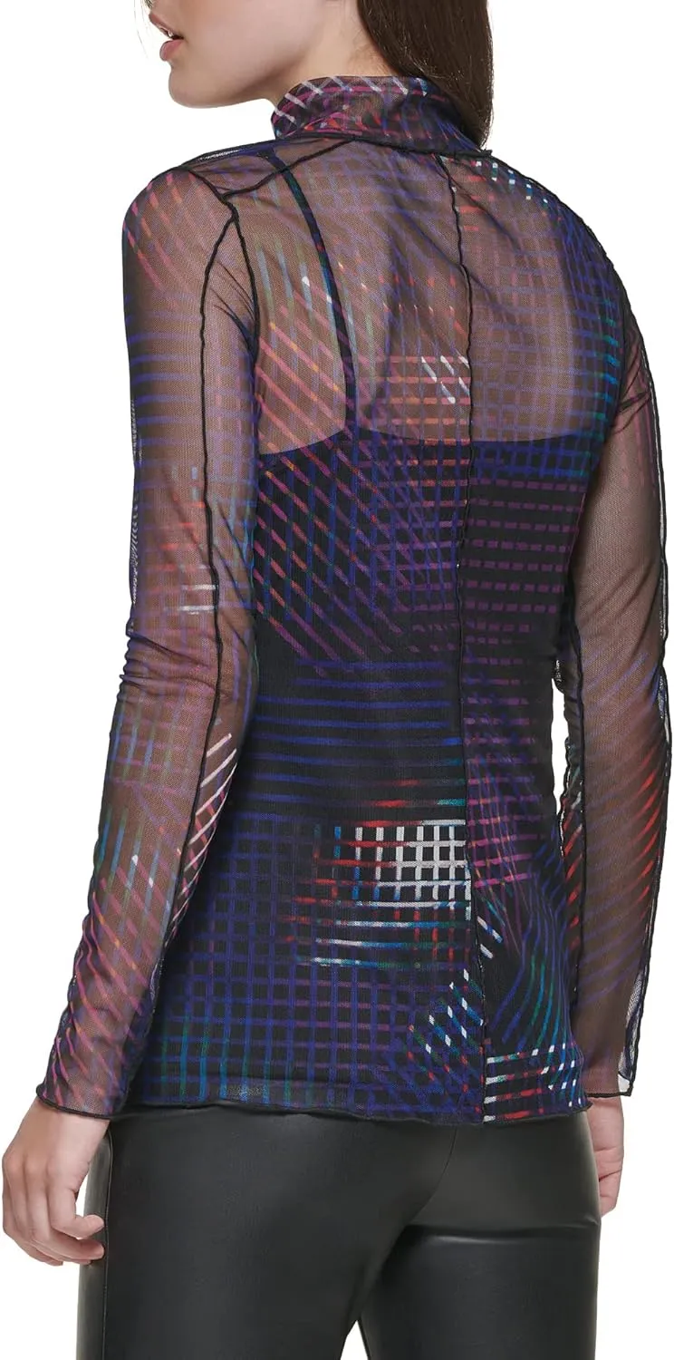 DKNY Women's Mesh Lined Sheer Sportswear Top