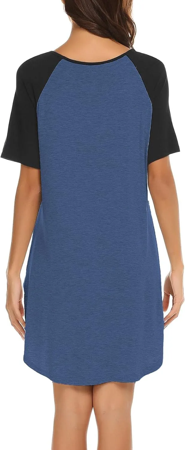 Ekouaer Sleep Shirts for Women Short Sleeve Night Shirts for Sleeping Pullover Nightgown Soft Nightdress S-XXXL