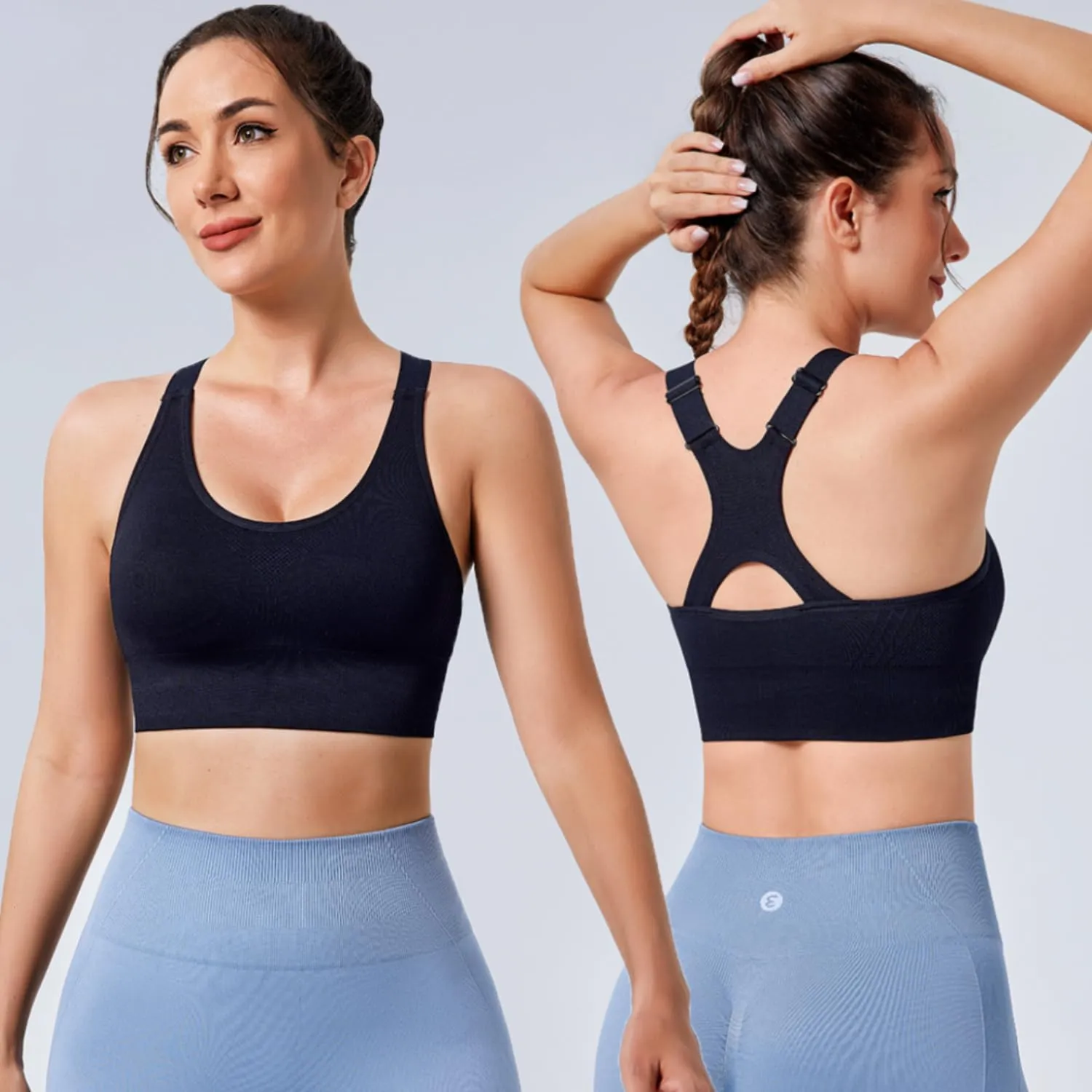 Evercute Adjustable Sports Bras for Women 3/4 Pack Racerback High Support Bras Padded Workout Bras Seamless Yoga Athletic Bra