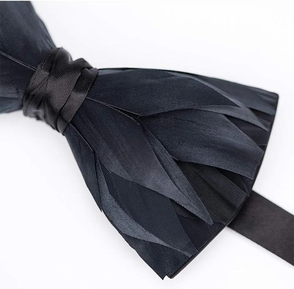 Feather Bow Ties for Men Original Luxury Elegant Wedding Bow Tie Pre-Tied Handmade Mens Bowties for Tuxedo
