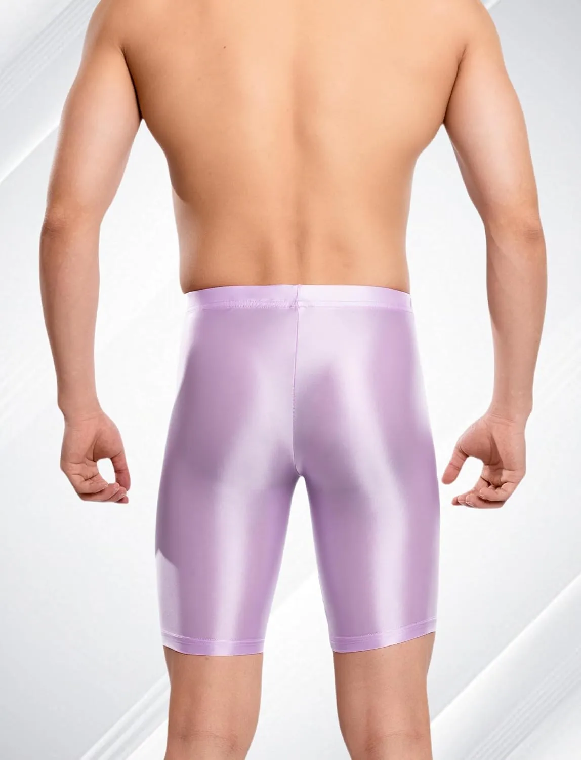 FEOYA Men's Shiny Glossy Oily Compression Shorts Tights See Through Sheer Sports Trunks Bottoms for Bodybuilding