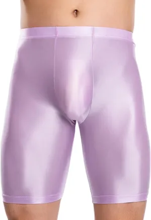 FEOYA Men's Shiny Glossy Oily Compression Shorts Tights See Through Sheer Sports Trunks Bottoms for Bodybuilding
