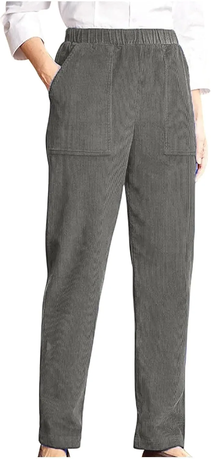Firzero Women's High Waisted Corduroy Pants with Pockets Casual Straight Leg Pants Comfy Work Trousers Relaxed Jogger Pants