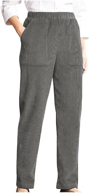 Firzero Women's High Waisted Corduroy Pants with Pockets Casual Straight Leg Pants Comfy Work Trousers Relaxed Jogger Pants