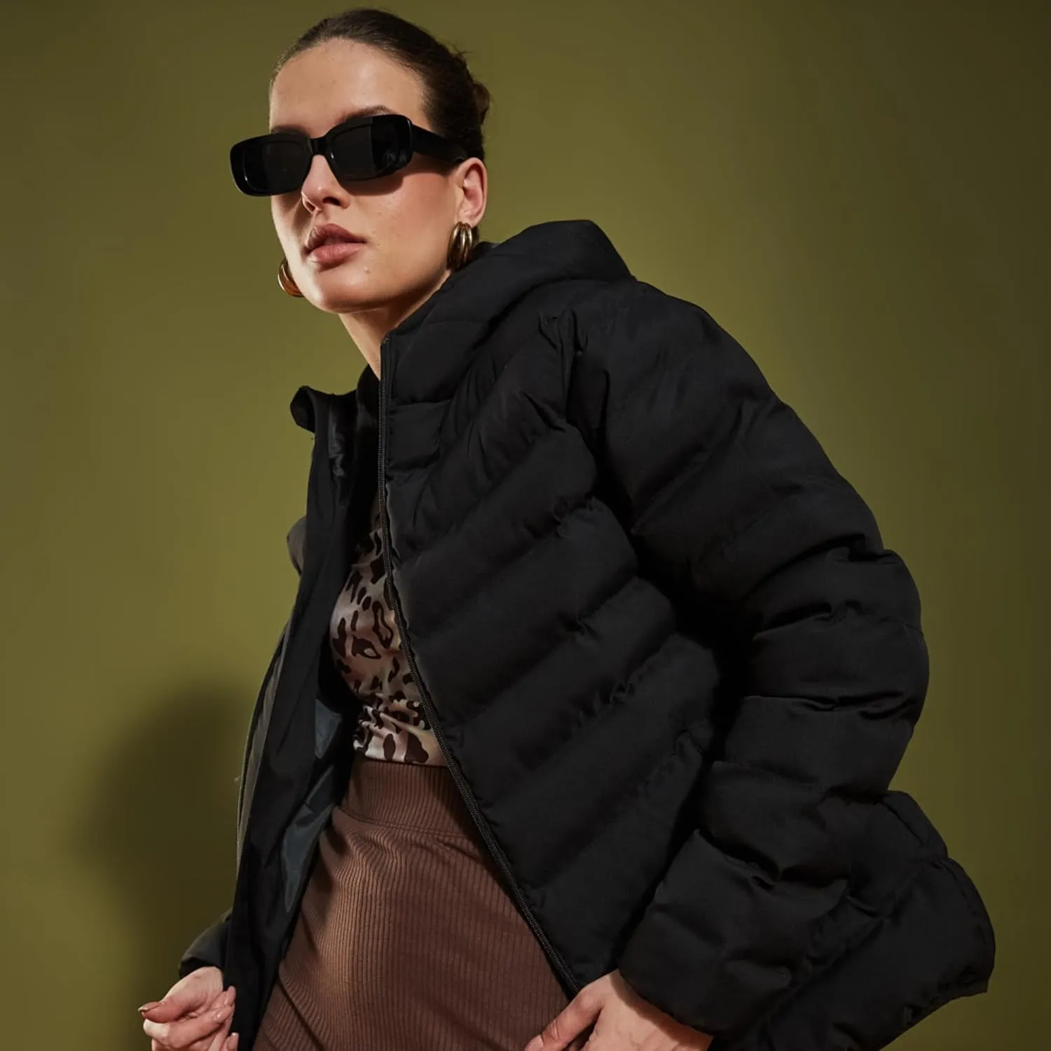 Full Sleeves Puffer Down Feather Jacket For Women With Attached Hood