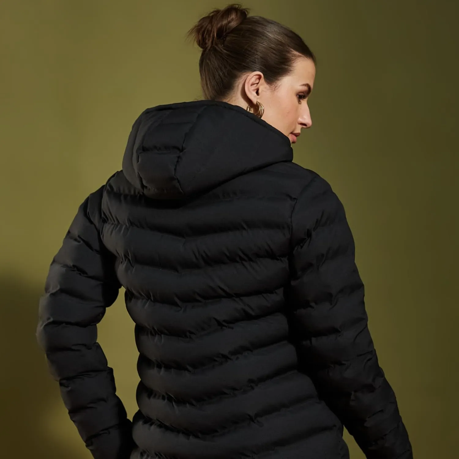 Full Sleeves Puffer Down Feather Jacket For Women With Attached Hood