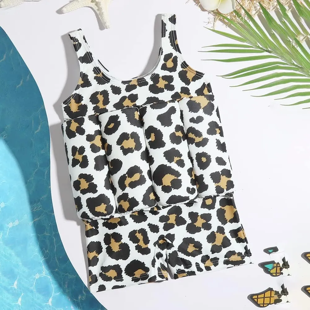 FYMNSI Kids Baby Floatation Swimsuit with Adjustable Buoyancy Float Suit Swim Vest One Piece Floating Swimwear for Boys Girls