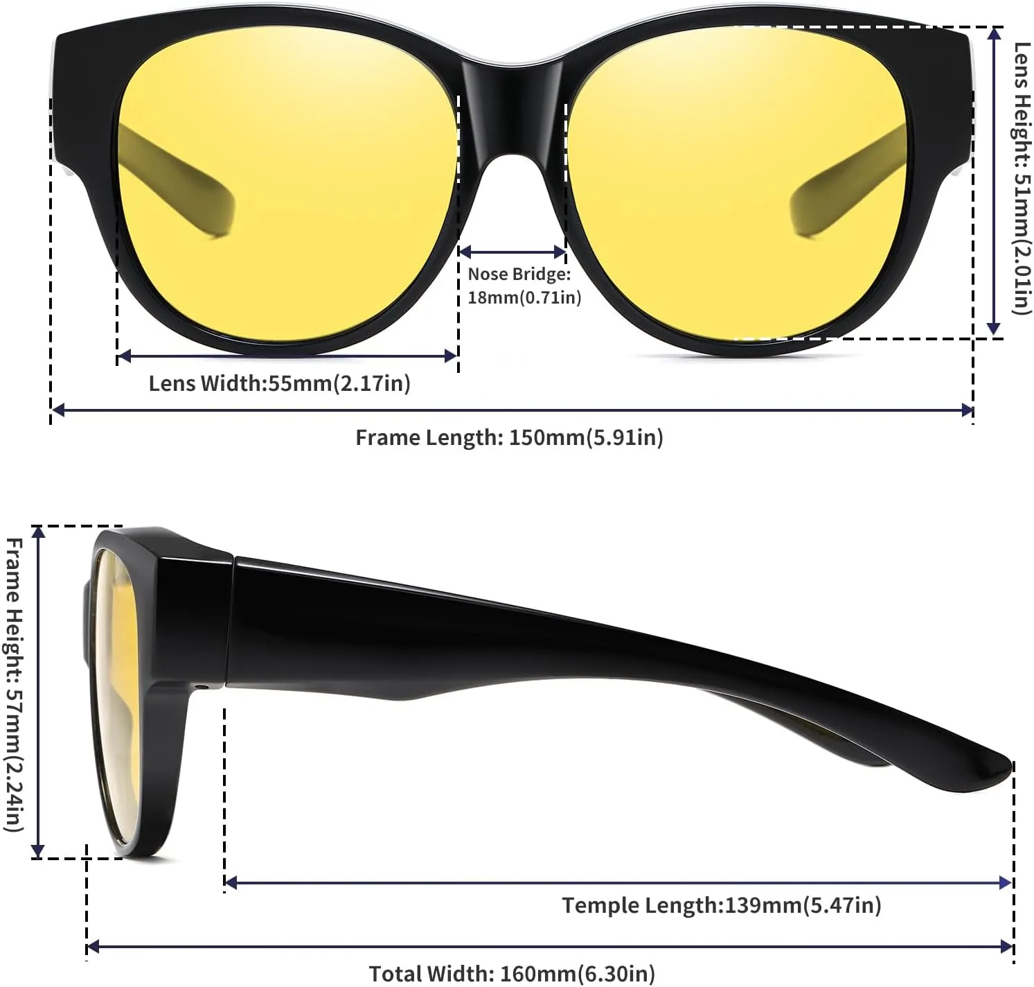 GEGURI Fit Over Glasses Polarized Sunglasses for Women & Men, Stylish Cat Eye Design Sun Glasses 100% UV Protection