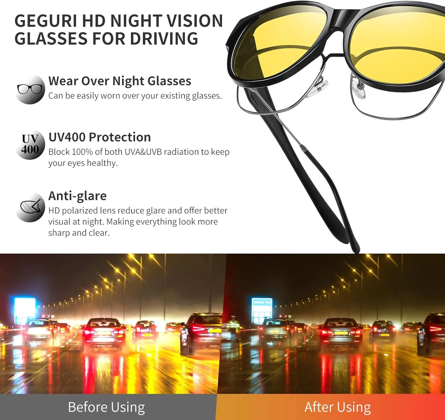 GEGURI Fit Over Glasses Polarized Sunglasses for Women & Men, Stylish Cat Eye Design Sun Glasses 100% UV Protection