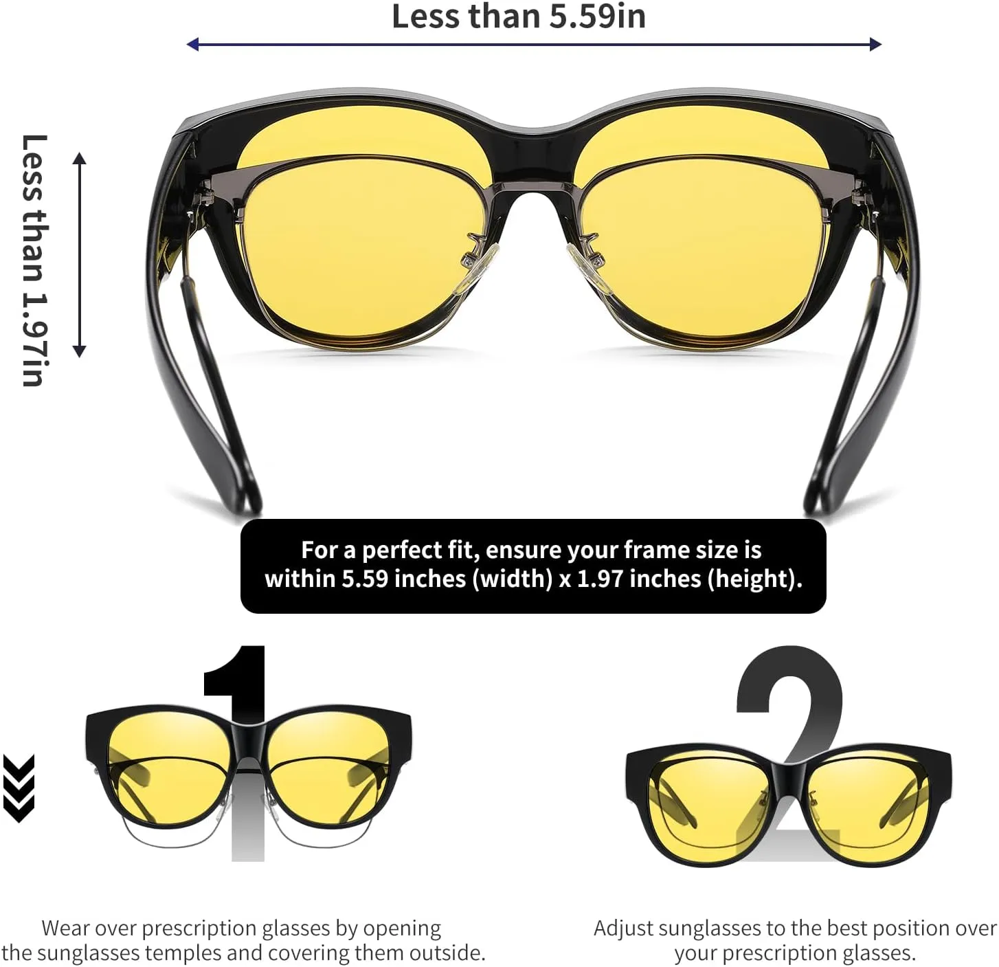 GEGURI Fit Over Glasses Polarized Sunglasses for Women & Men, Stylish Cat Eye Design Sun Glasses 100% UV Protection