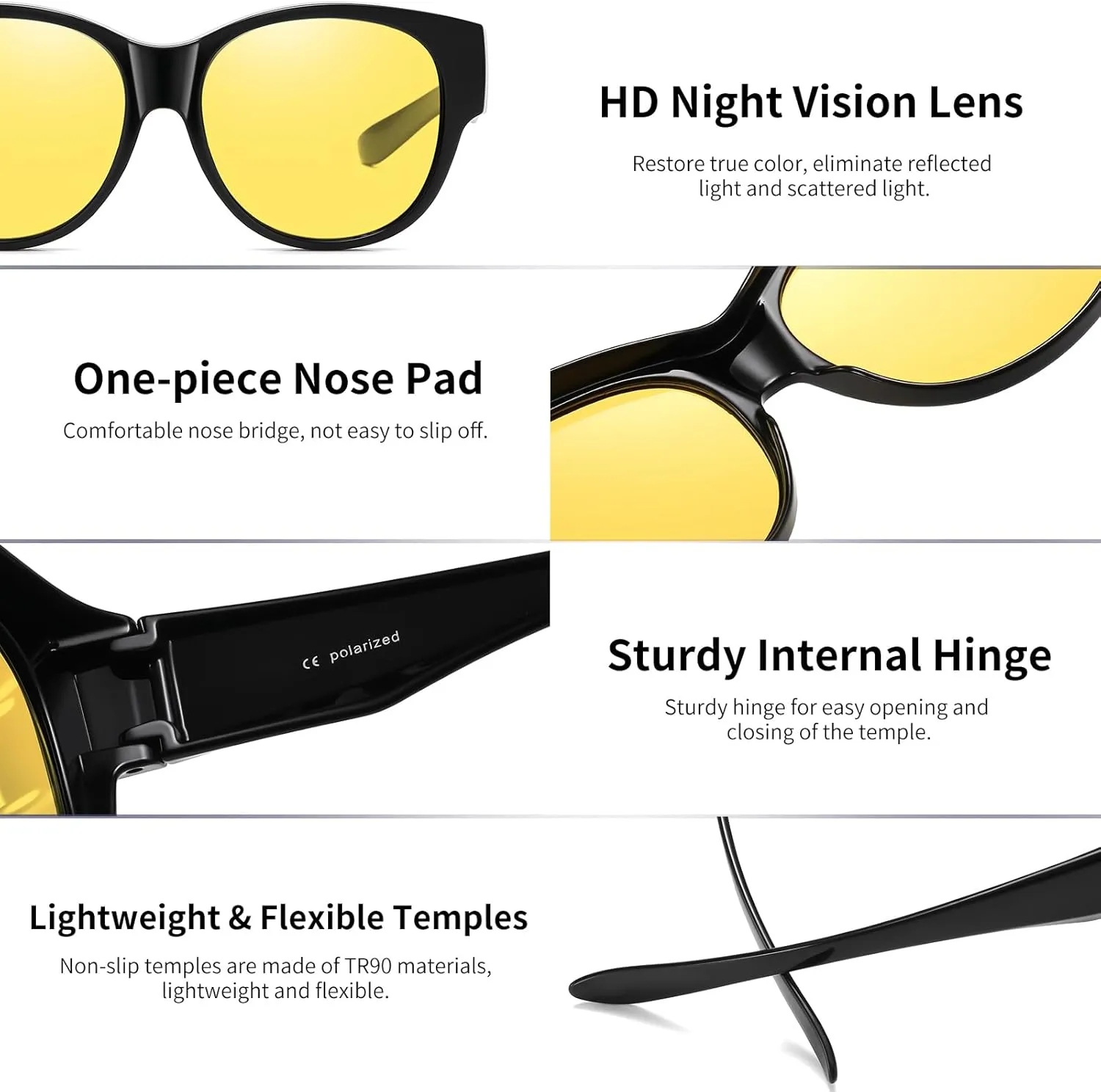 GEGURI Fit Over Glasses Polarized Sunglasses for Women & Men, Stylish Cat Eye Design Sun Glasses 100% UV Protection