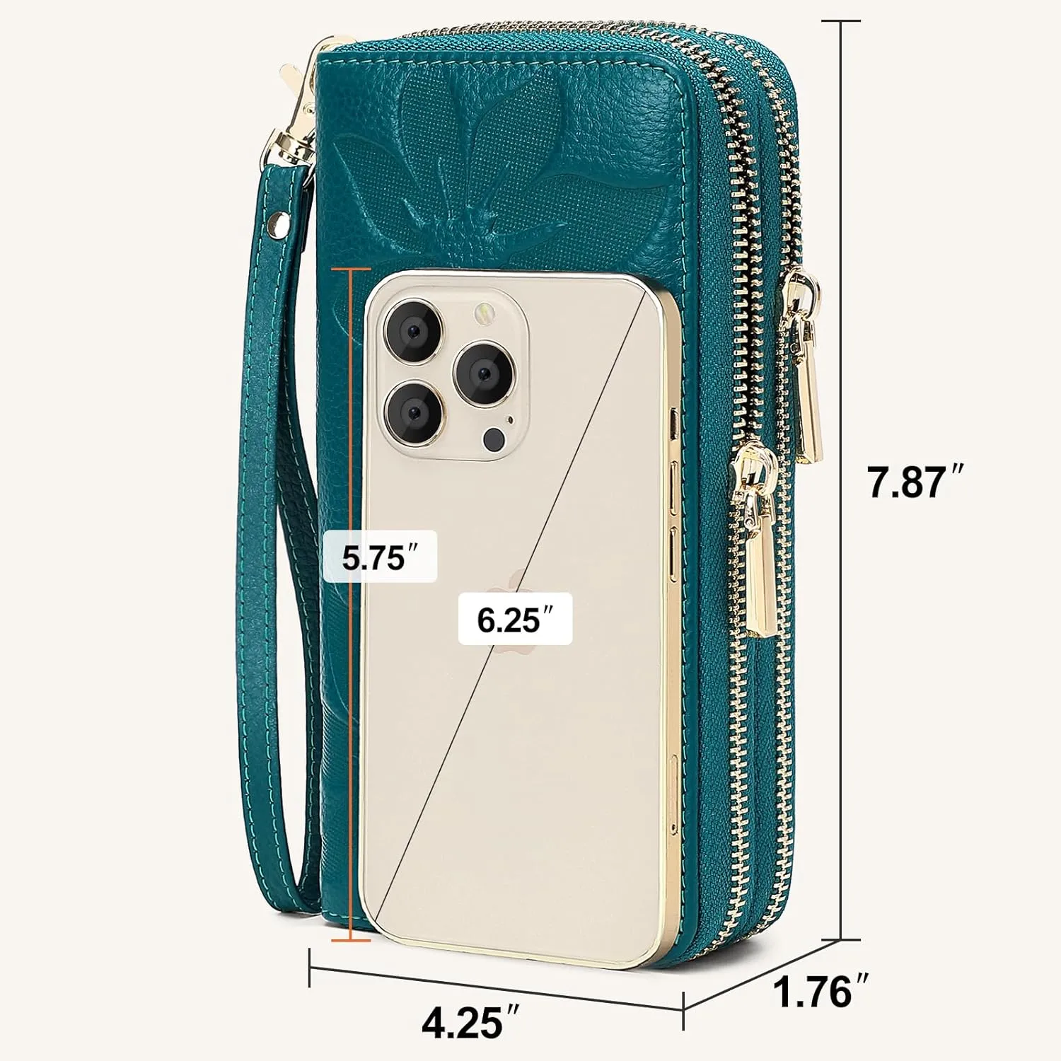 Genuine Leather Wallet for Women,Large Capacity Credit Card Holder Wallet with RFID Blocking,Dual Zipper Phone Purse
