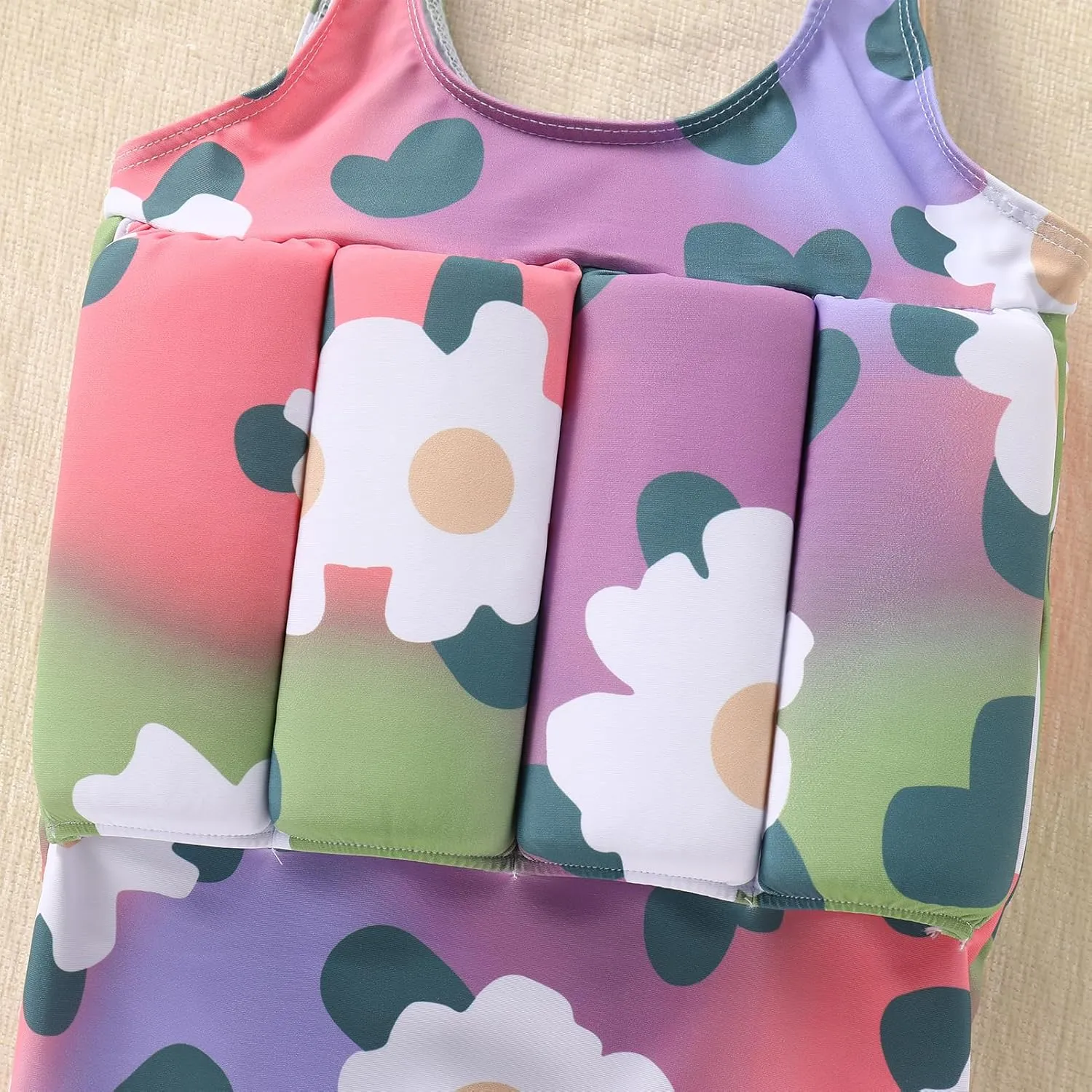 Girls Float Suit Toddler Life Jacket One Piece Cartoon Print Floatie Swimsuit with Detachable Buoyancy Swim Vest