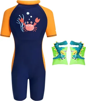 Gogokids Float Swimsuit for Boys Girls, Kids One Piece Swimwear Float Suit for Swimming Trainer