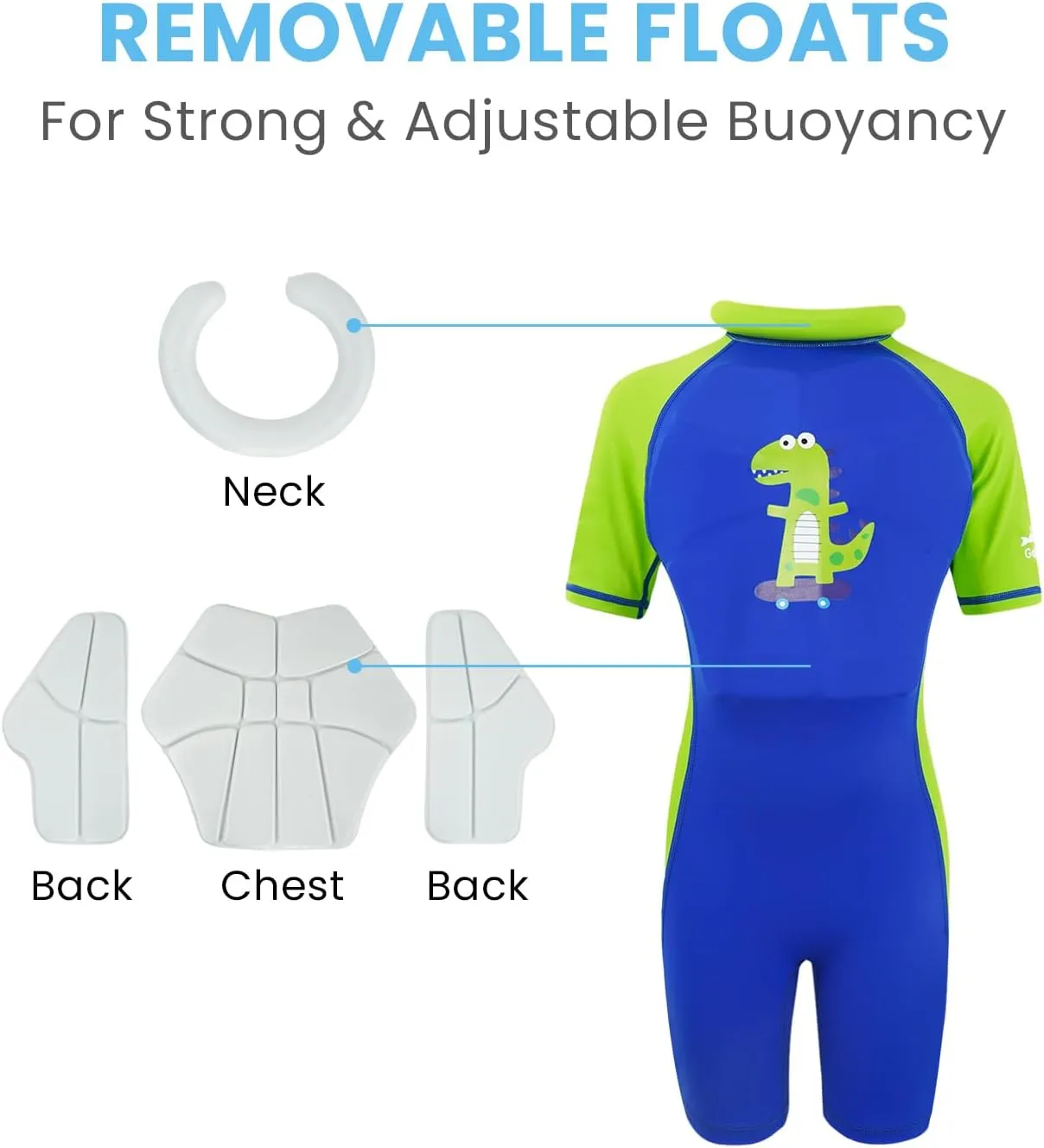 Gogokids Float Swimsuit for Boys Girls, Kids One Piece Swimwear Float Suit for Swimming Trainer