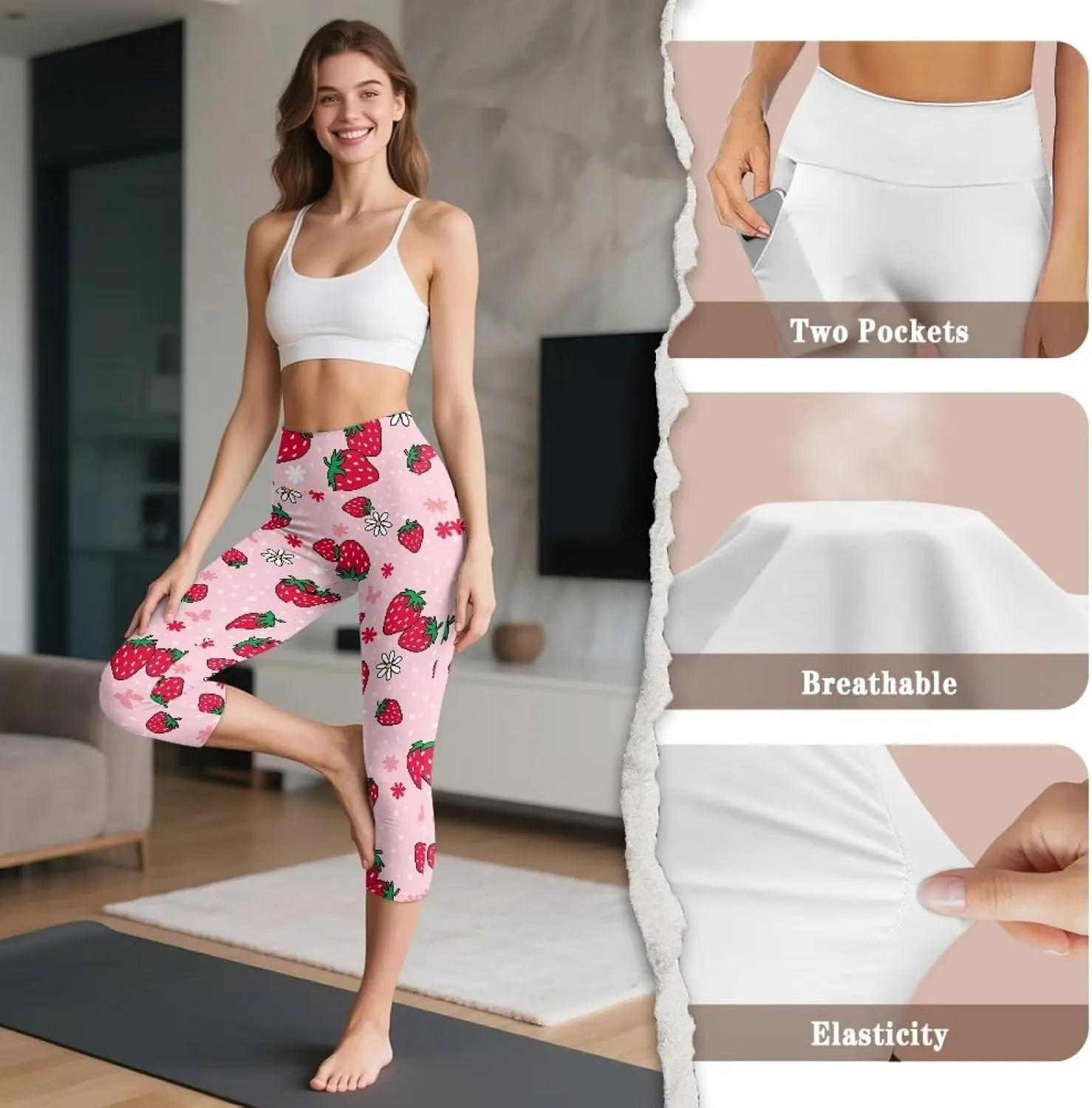 High Waisted Leggings for Women Cropped Leggings Buttery Soft Yoga Pants for Workout Athletic XS-3XL
