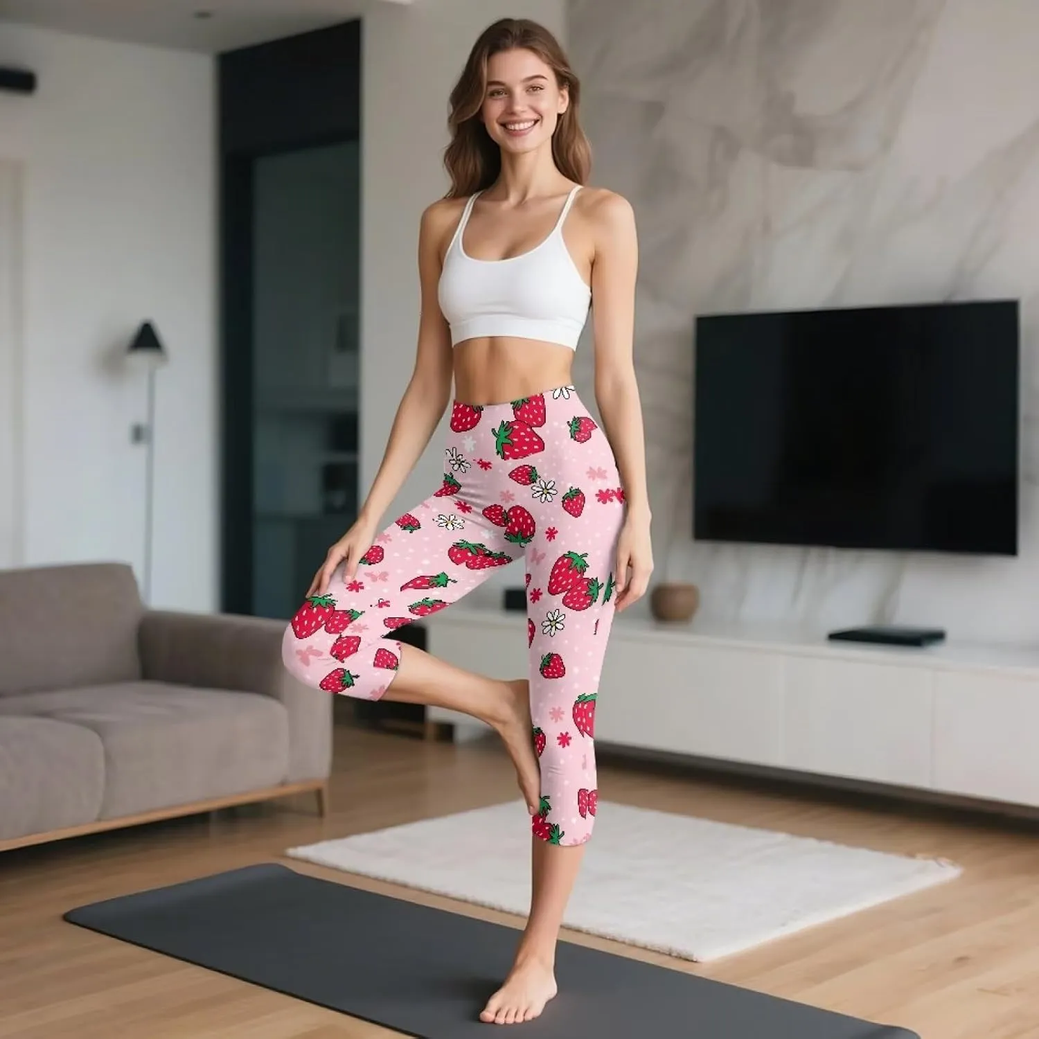 High Waisted Leggings for Women Cropped Leggings Buttery Soft Yoga Pants for Workout Athletic XS-3XL