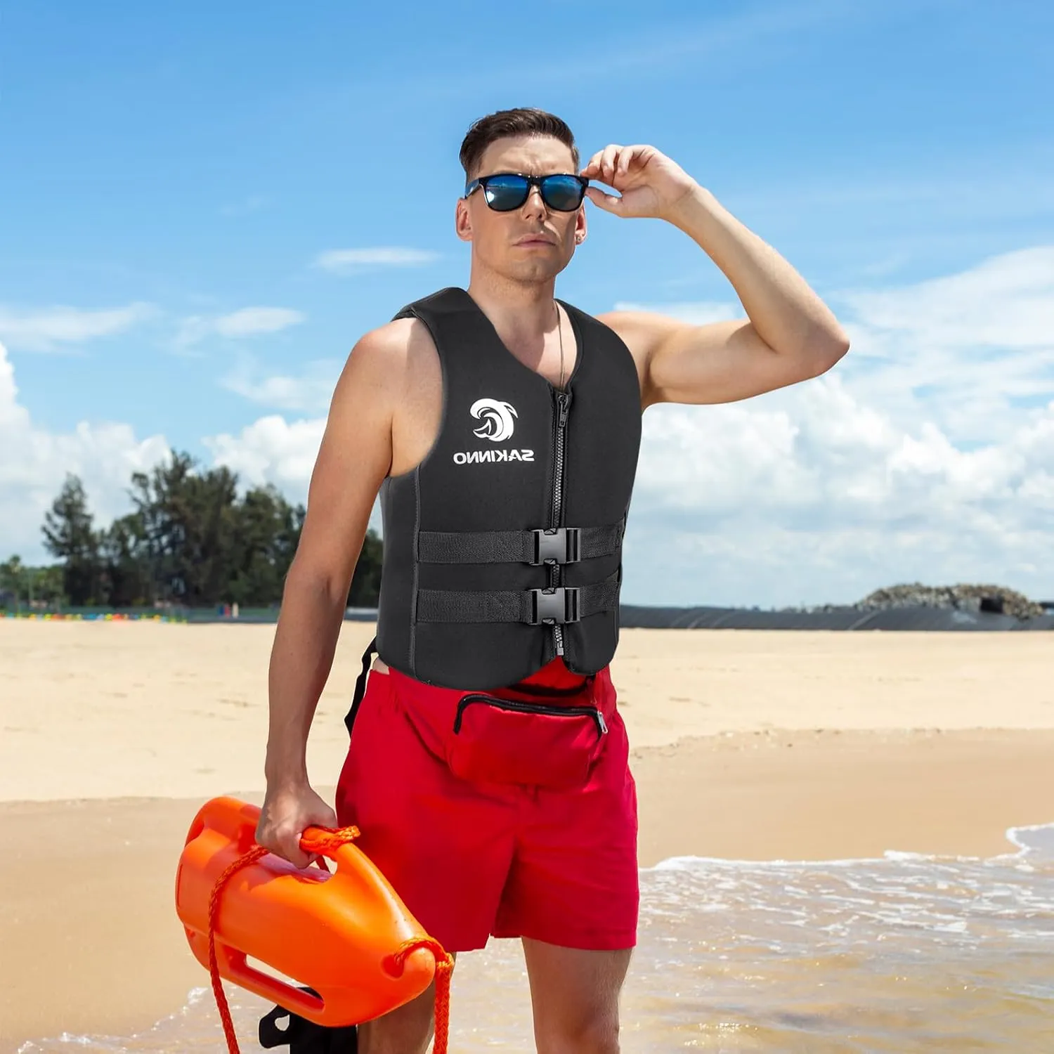 huraty Water Kayaking Jacket for Adults and Kids, Buoyancy Swimsuit Boating Fishing Waistcoat Zipper Closure, Unisex Outdoor Water Sports Vests