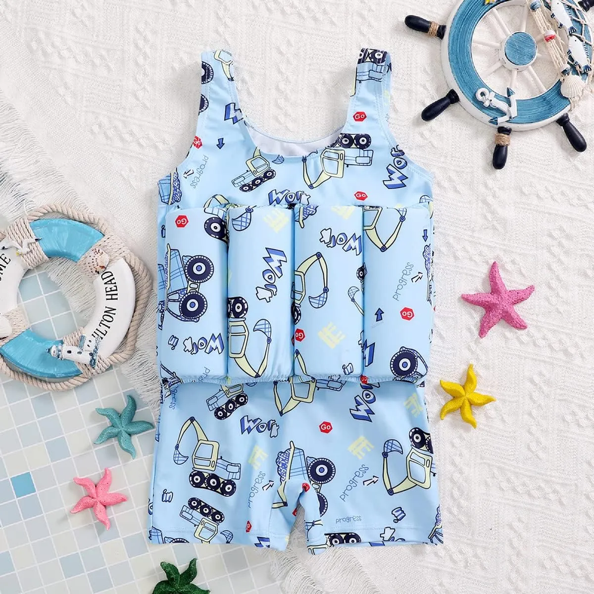 IBTOM CASTLE Kids Float Swimsuit Buoyancy Sticks for Baby Boys Girls One Piece Floating Swim Vest Training Aid Swimwear