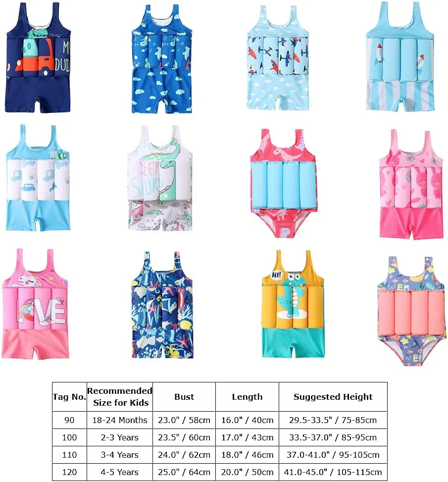 IWEMEK Boys Girls Floatation Swimsuit with Adjustable Buoyancy Baby One Piece Swimwear Float Suit Swim Vest Bathing Suit