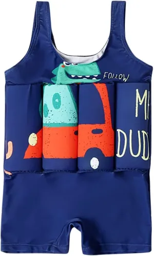 IWEMEK Boys Girls Floatation Swimsuit with Adjustable Buoyancy Baby One Piece Swimwear Float Suit Swim Vest Bathing Suit