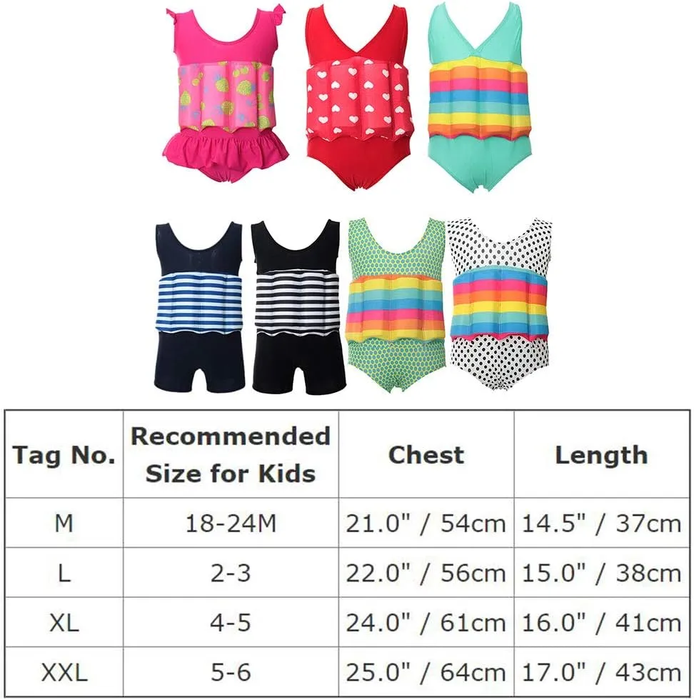 Kids Boys Girls Floatation Swimsuit with Adjustable Buoyancy Baby Float Suit Swim Vest One Piece Swimwear Bathing Suit