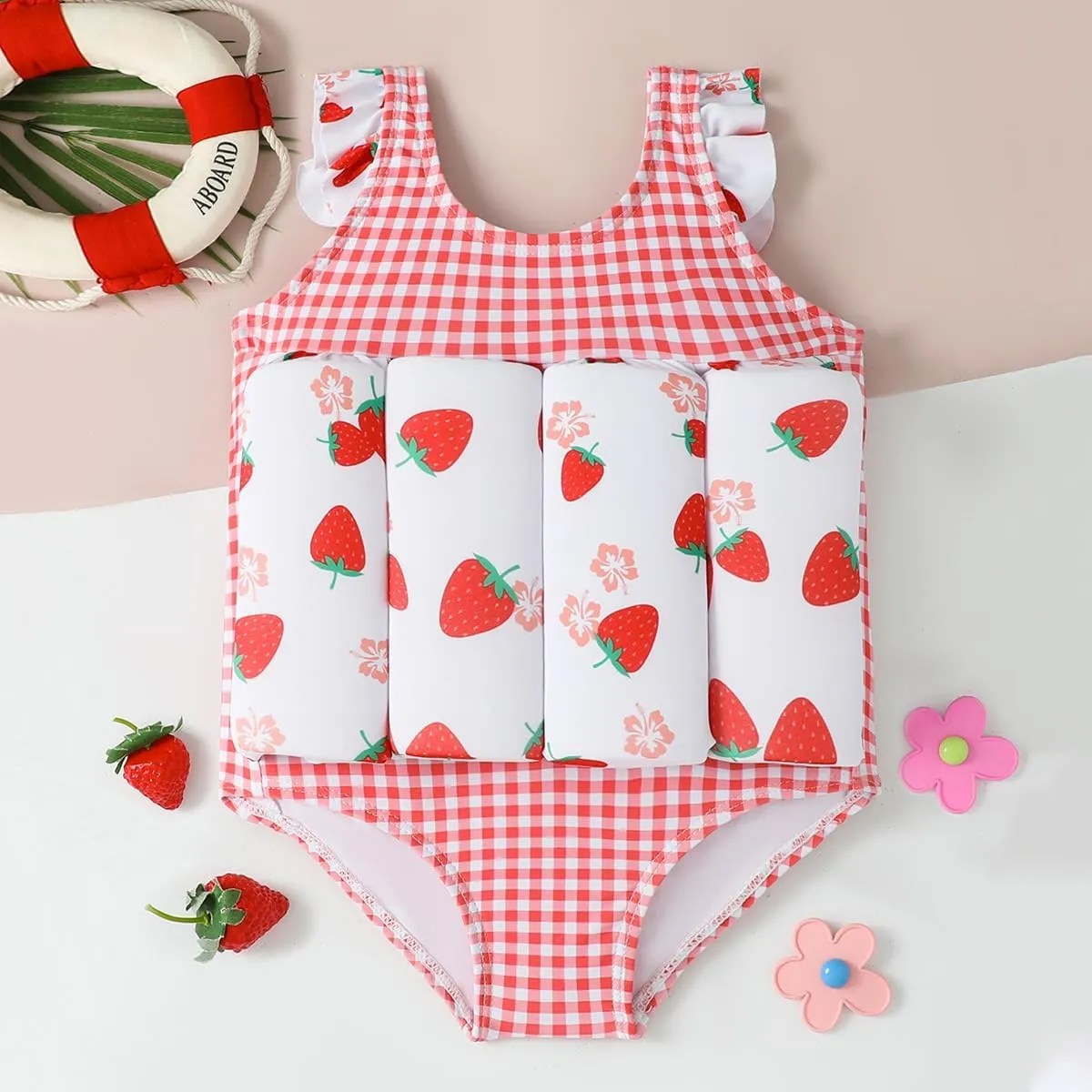 Kids Floatation Swimsuit Float Suit Boys Girls One Piece Floating Swim Vest with Adjustable Buoyancy Life Bathing Suit