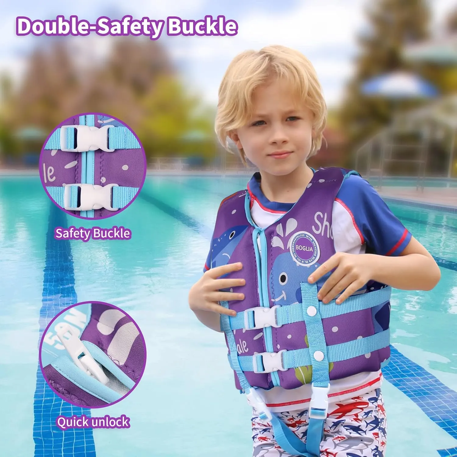 Kids Swim Vest Toddler Float Jacket Boys Girls Swimming Jacket for Kids with Adjustable Safety Strap, Suitable for 1-9 Year/22-50Lbs