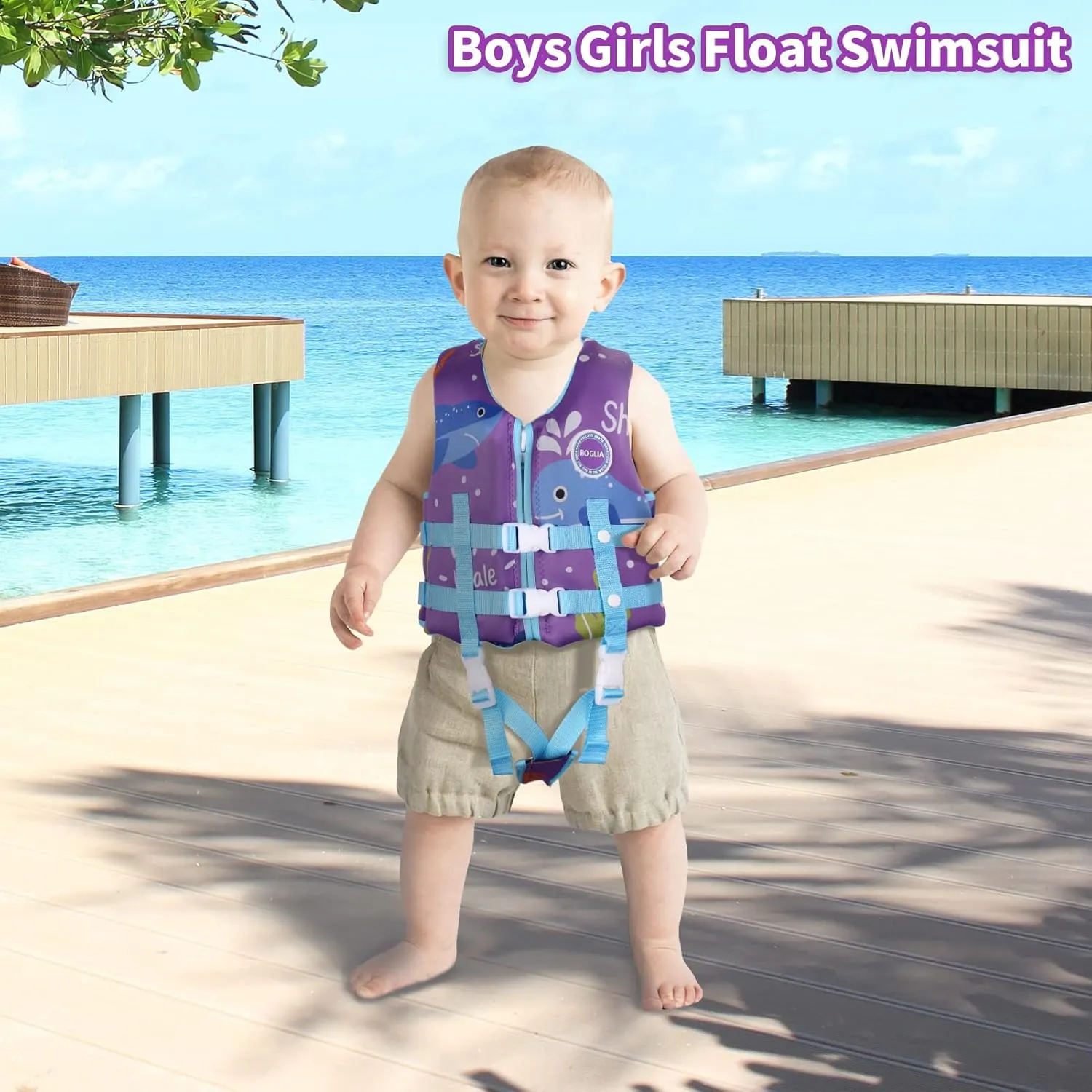 Kids Swim Vest Toddler Float Jacket Boys Girls Swimming Jacket for Kids with Adjustable Safety Strap, Suitable for 1-9 Year/22-50Lbs