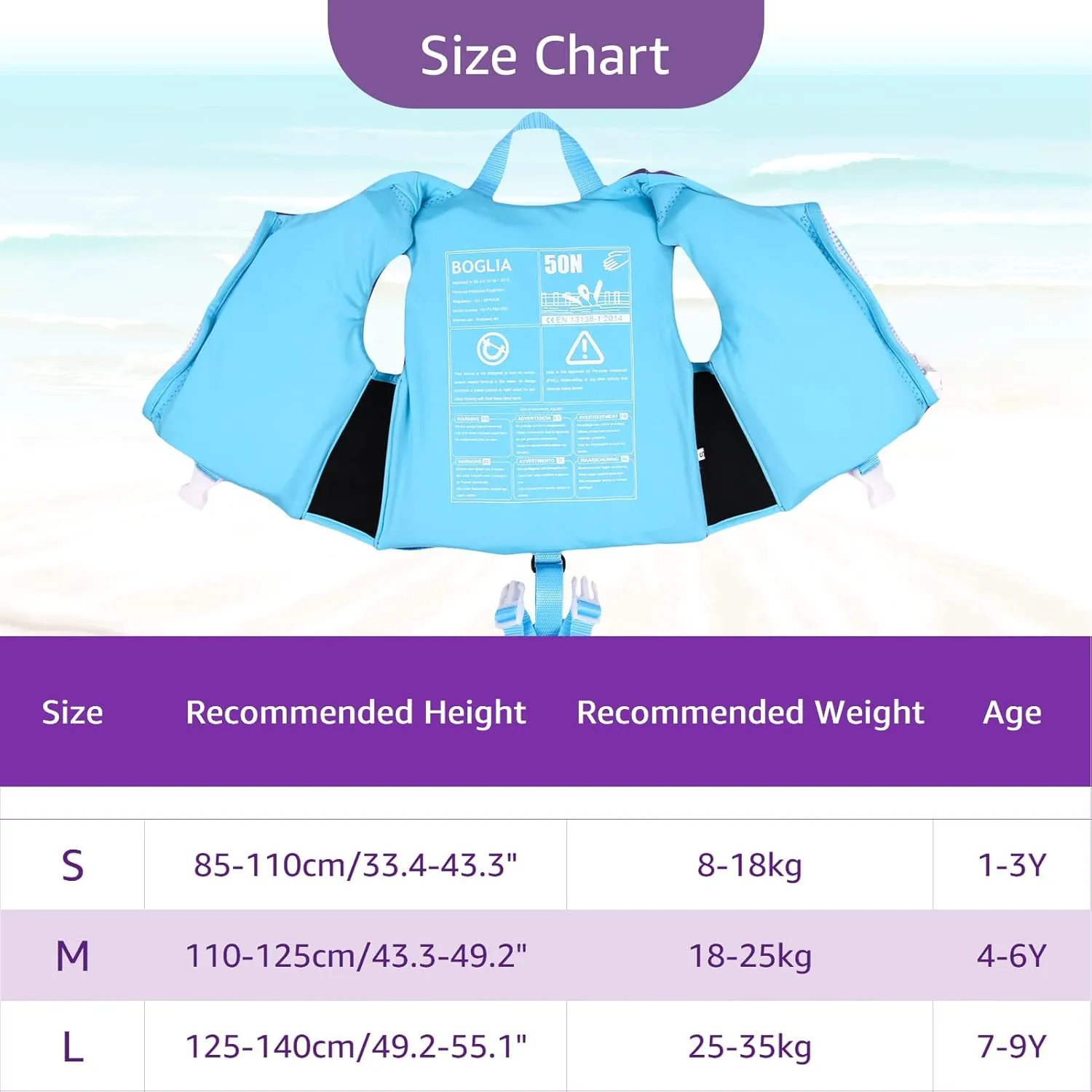 Kids Swim Vest Toddler Float Jacket Boys Girls Swimming Jacket for Kids with Adjustable Safety Strap, Suitable for 1-9 Year/22-50Lbs