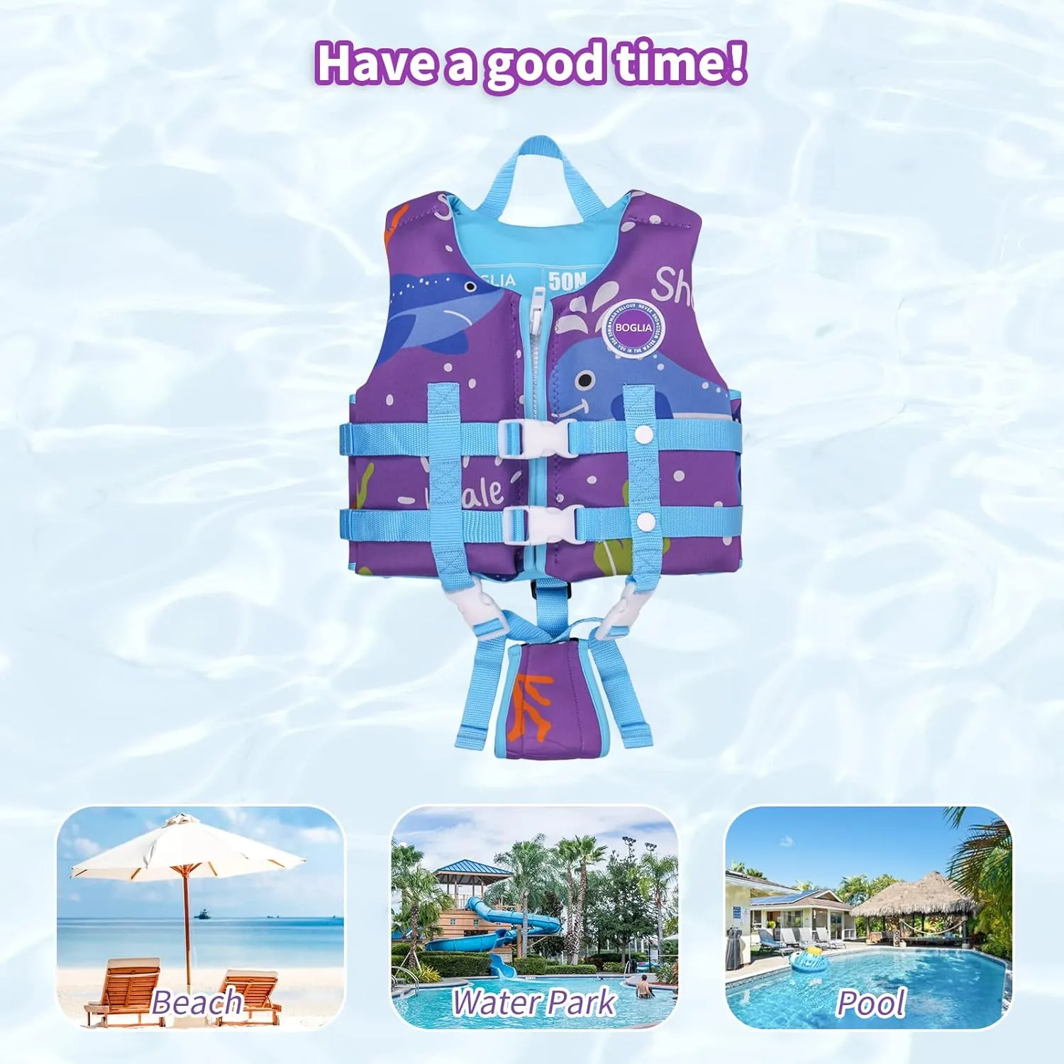 Kids Swim Vest Toddler Float Jacket Boys Girls Swimming Jacket for Kids with Adjustable Safety Strap, Suitable for 1-9 Year/22-50Lbs