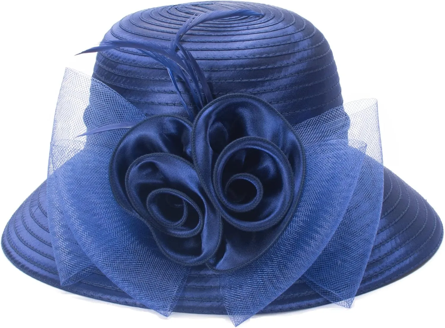 Lawliet Women Satin CRIN Wedding Occasion Wide Brim Sun Hat A433