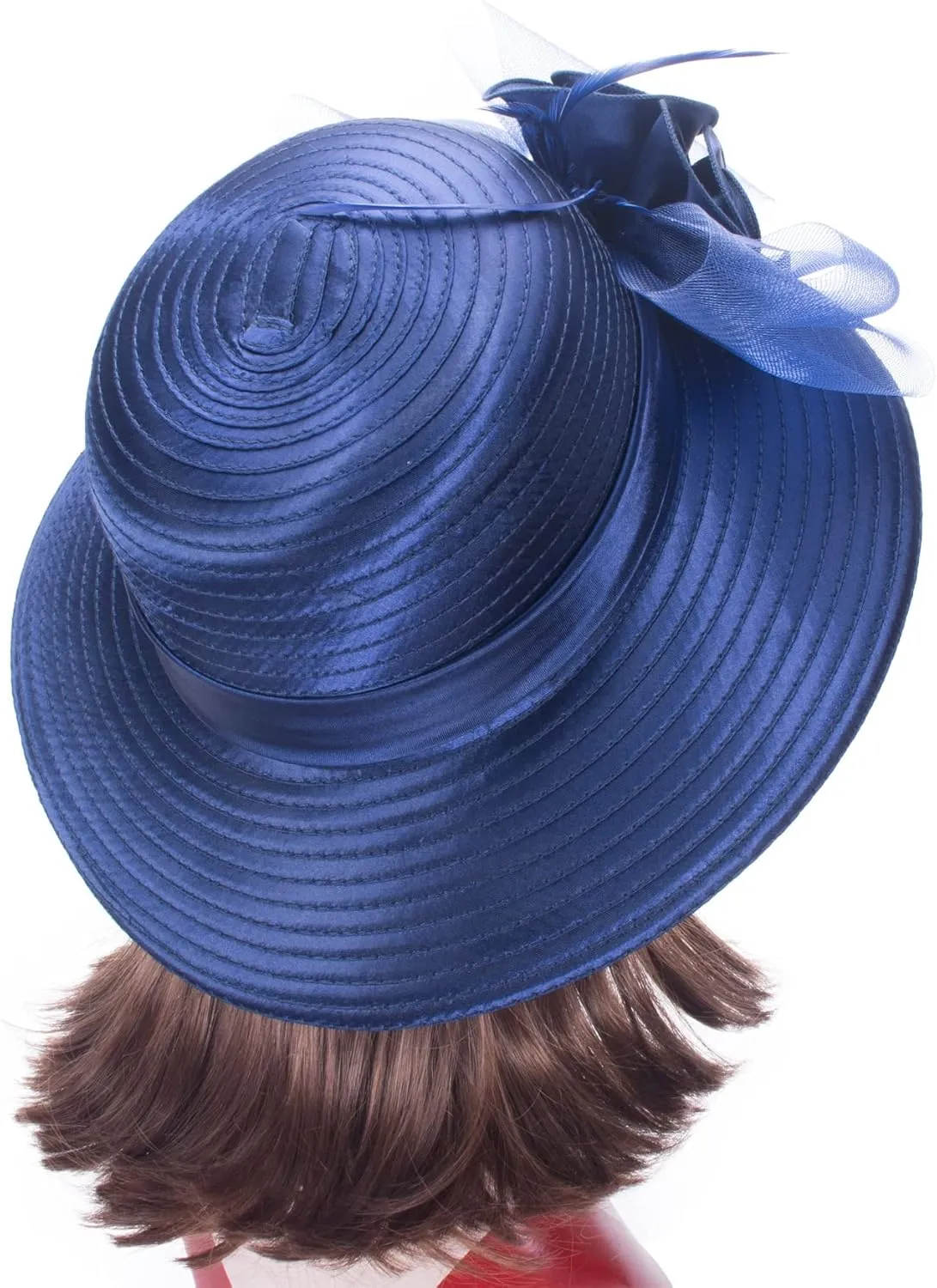 Lawliet Women Satin CRIN Wedding Occasion Wide Brim Sun Hat A433
