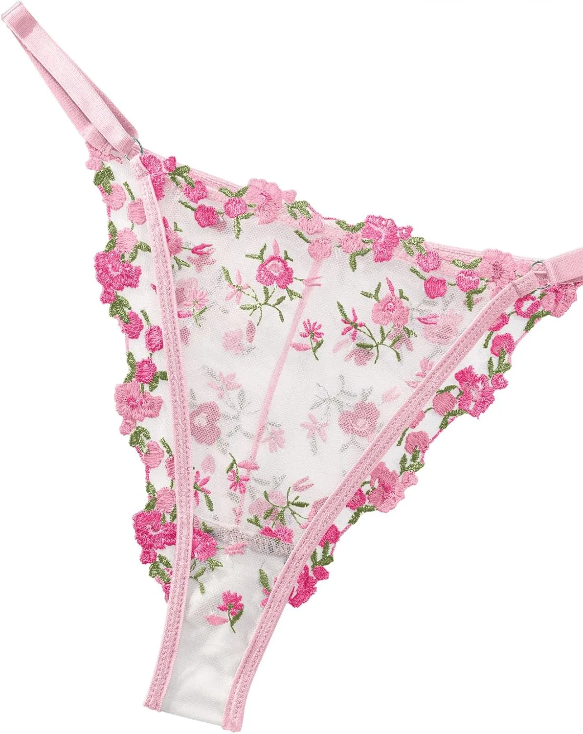 Lilosy Sexy Floral Embroidered Mesh Sheer Underwire Lingerie Set
