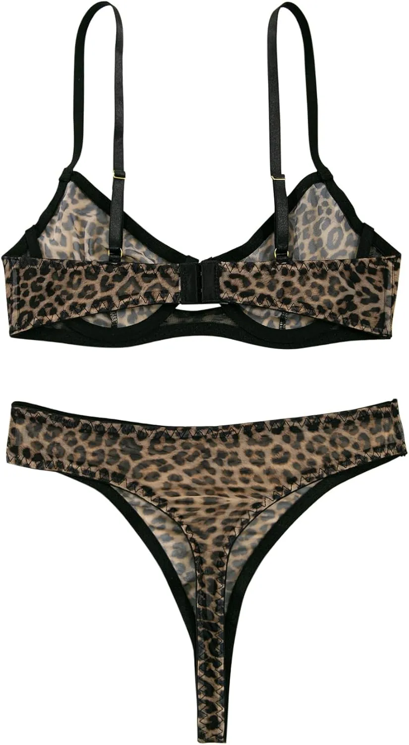 Lilosy Sexy Mesh Sheer Push Up Lingerie Set