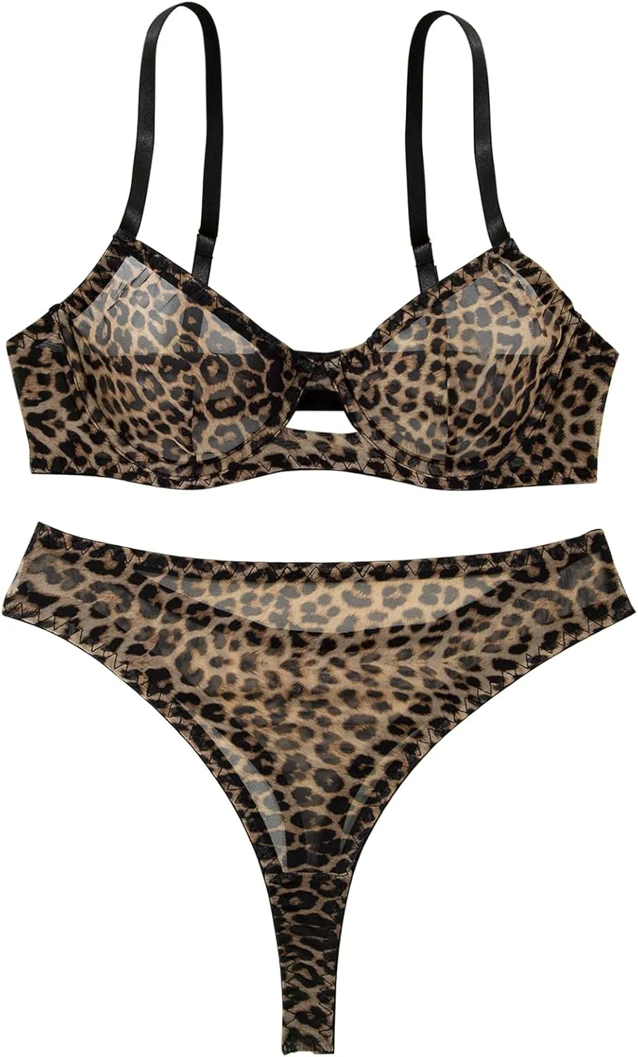 Lilosy Sexy Mesh Sheer Push Up Lingerie Set