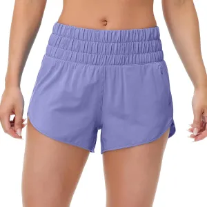 MCEDAR Womens High Waisted Running Shorts Elastic Mesh Liner Dolphin Athletic Gym Workout Shorts with Zipper Pocket