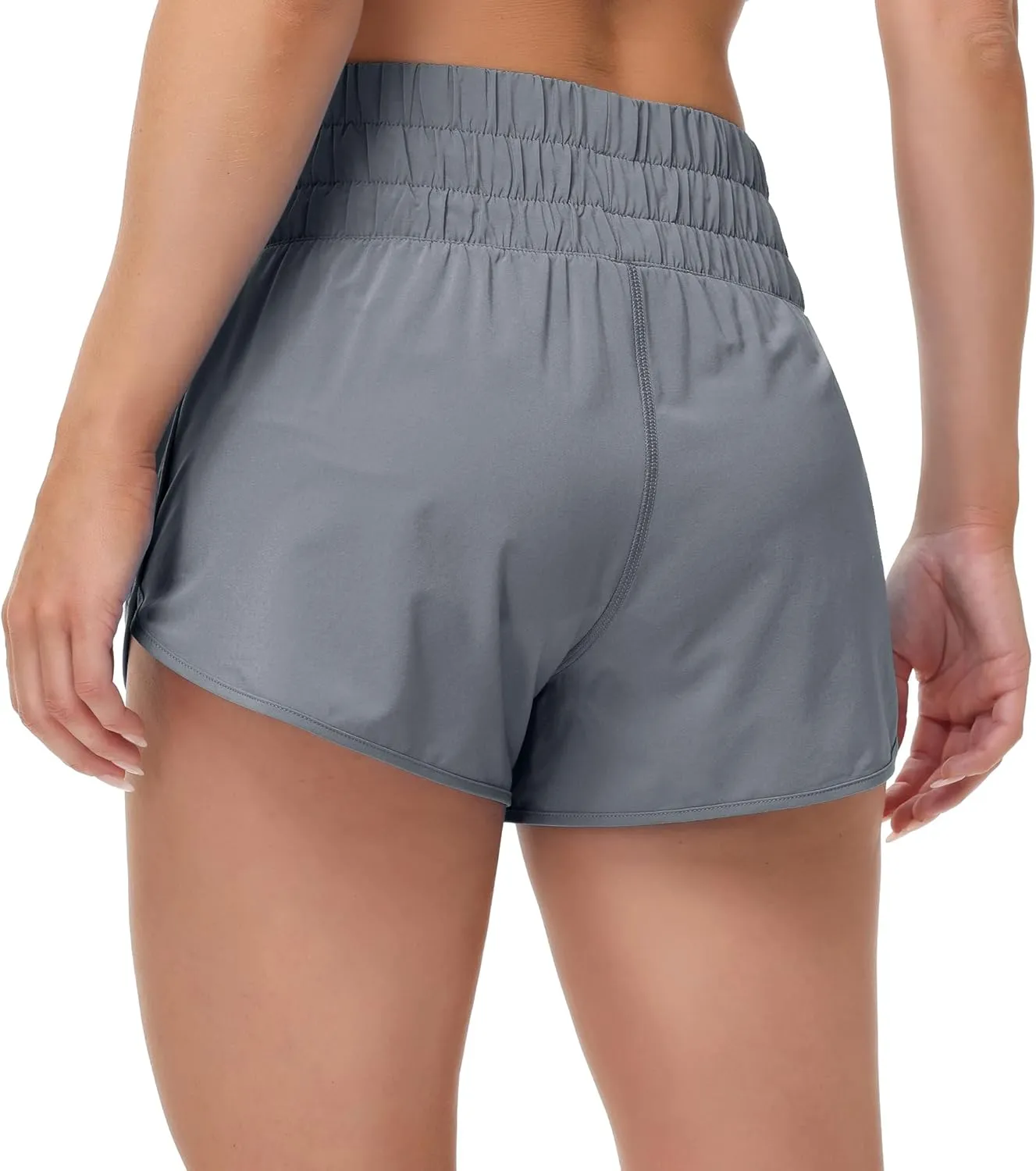 MCEDAR Womens High Waisted Running Shorts Elastic Mesh Liner Dolphin Athletic Gym Workout Shorts with Zipper Pocket