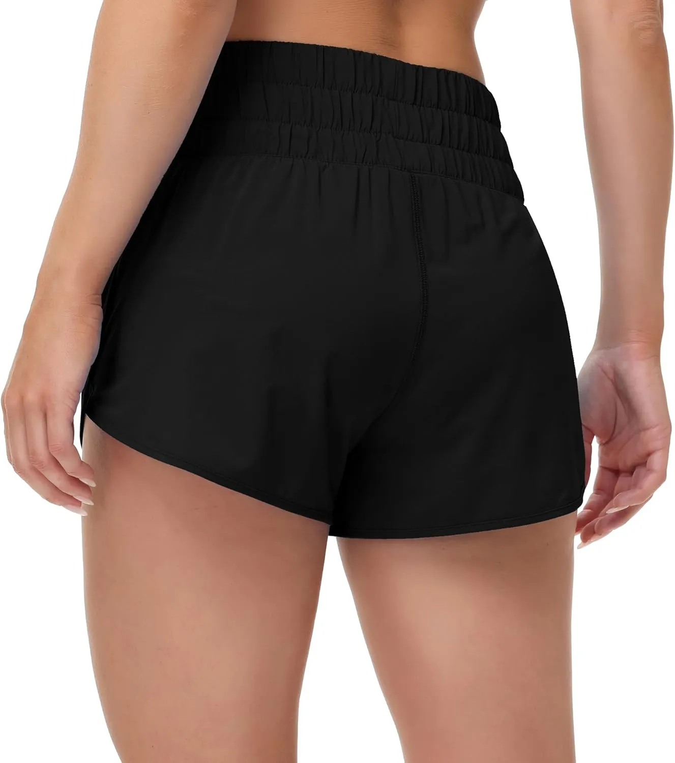 MCEDAR Womens High Waisted Running Shorts Elastic Mesh Liner Dolphin Athletic Gym Workout Shorts with Zipper Pocket