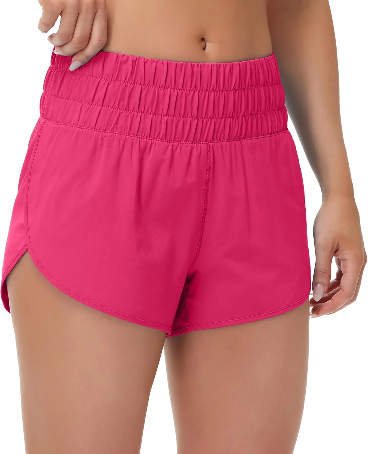 MCEDAR Womens High Waisted Running Shorts Elastic Mesh Liner Dolphin Athletic Gym Workout Shorts with Zipper Pocket