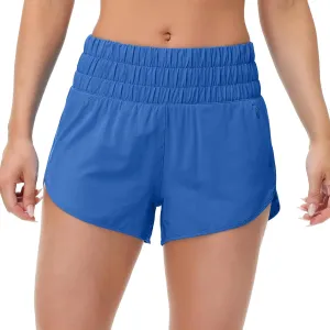 MCEDAR Womens High Waisted Running Shorts Elastic Mesh Liner Dolphin Athletic Gym Workout Shorts with Zipper Pocket