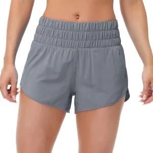MCEDAR Womens High Waisted Running Shorts Elastic Mesh Liner Dolphin Athletic Gym Workout Shorts with Zipper Pocket