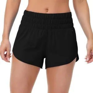 MCEDAR Womens High Waisted Running Shorts Elastic Mesh Liner Dolphin Athletic Gym Workout Shorts with Zipper Pocket