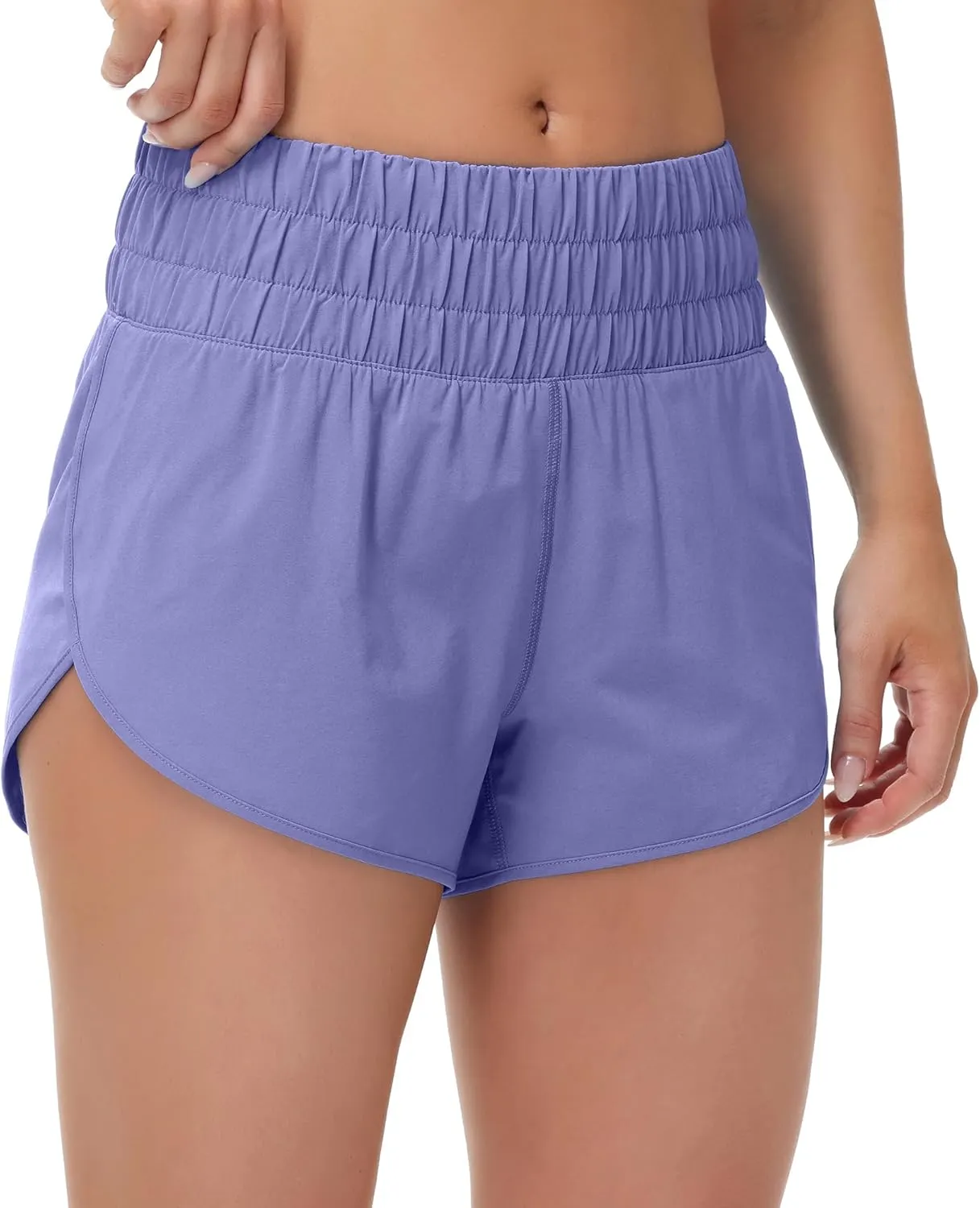 MCEDAR Womens High Waisted Running Shorts Elastic Mesh Liner Dolphin Athletic Gym Workout Shorts with Zipper Pocket