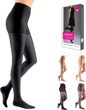 mediven Sheer & Soft for Women, 15-20 mmHg - Closed Toe, Pantyhose Compression Stockings, Sheer Hosiery, VI-Petite, Ebony